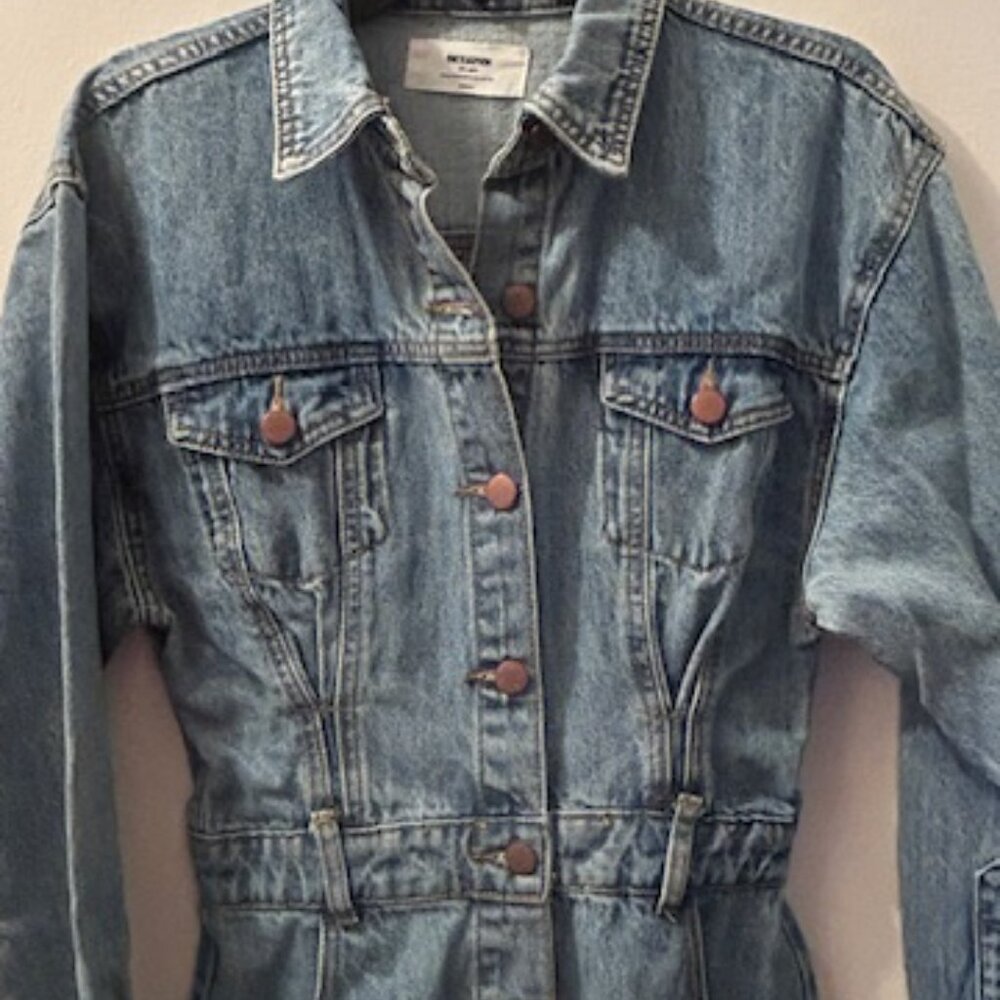 One Teaspoon Malibu Ocean Blue Button Cotton Denim Fitted Mini Dress NWT - Picture 6 of 16